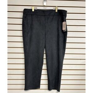 Allison Daley Pant Pull On Elastic Waist Suede Like Pockets Stretch Gray NEW 22